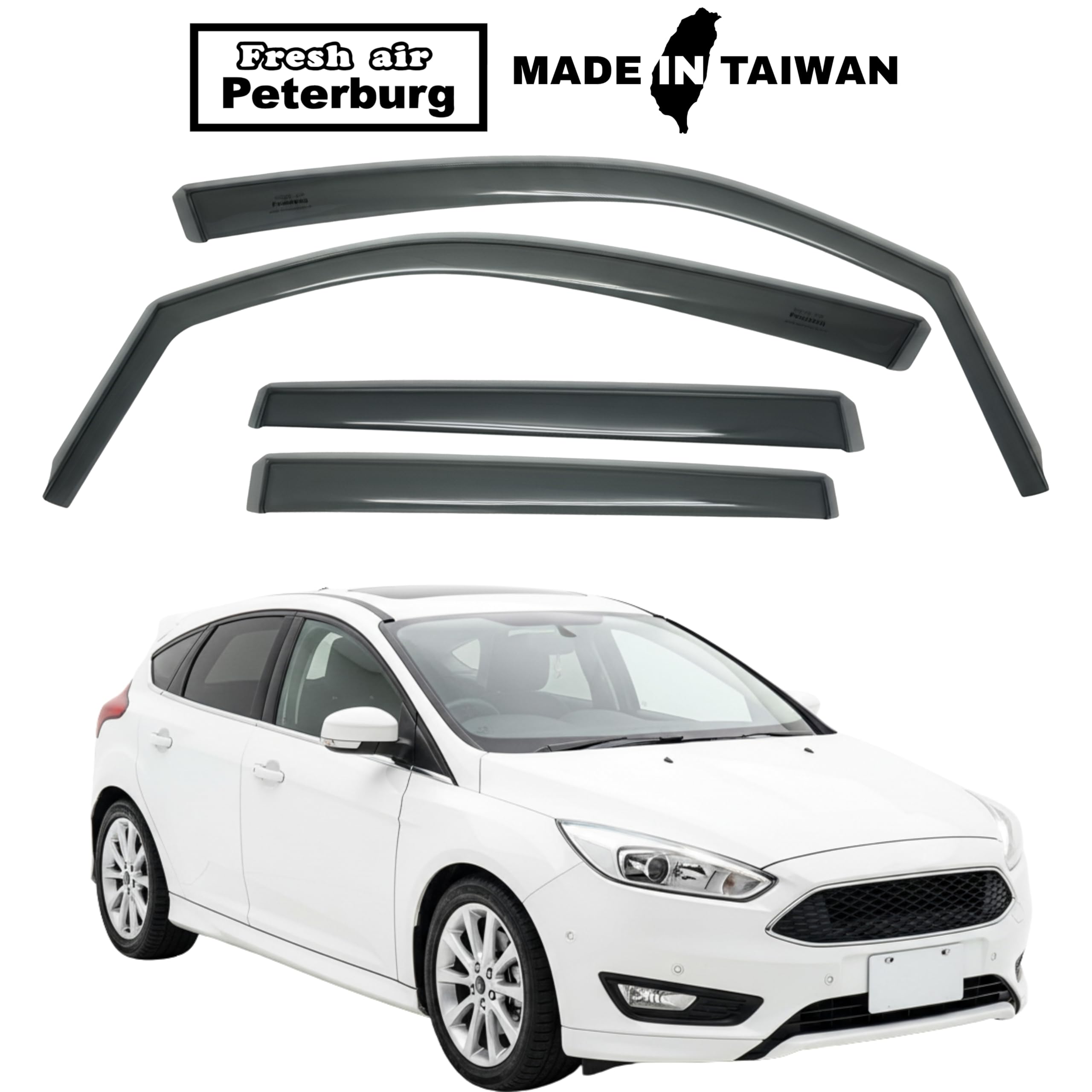 比德堡崁入式晴雨窗【國際標準款】FORD福特 FOCUS MK3/3.5，一般款(4D,5D) 2012-2018