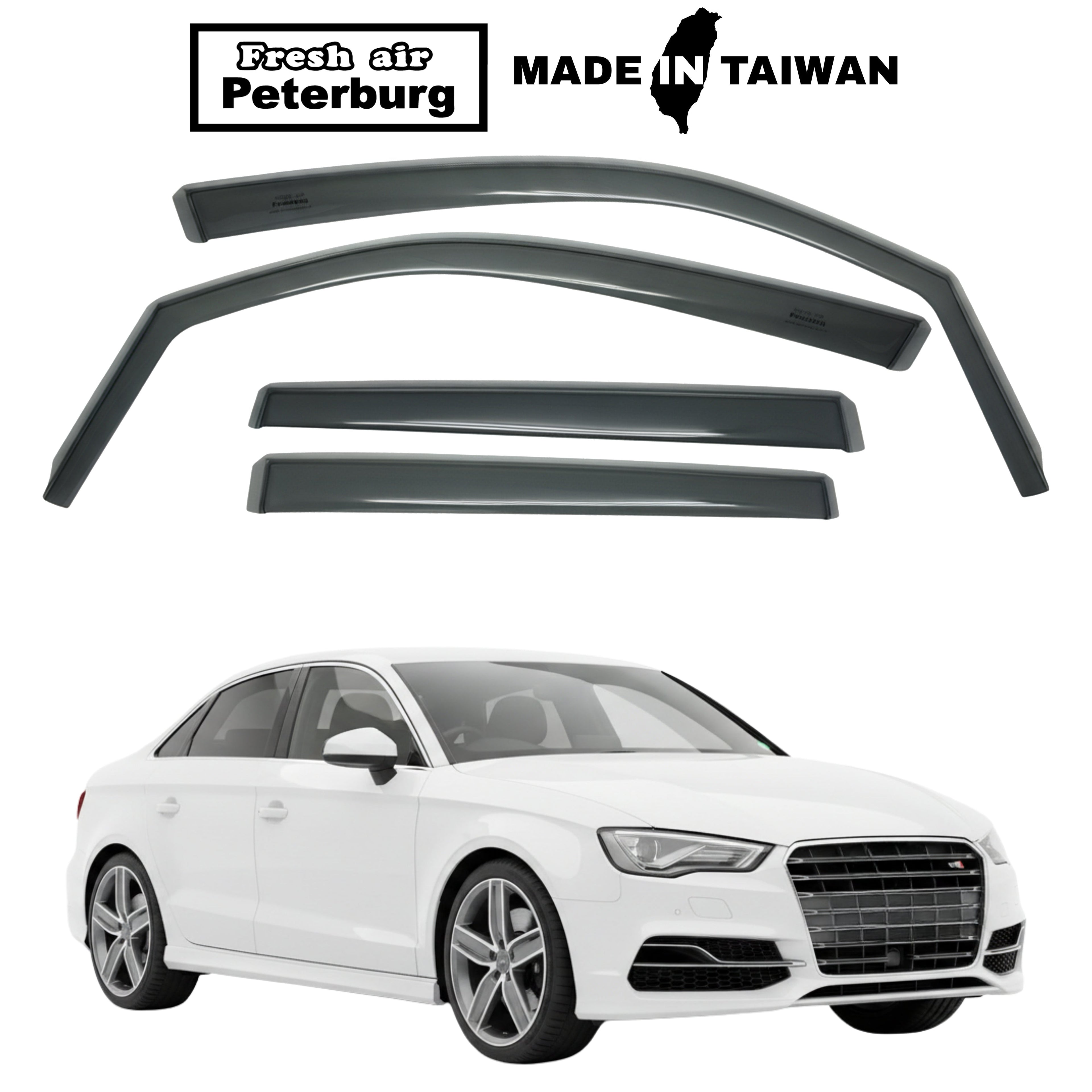 Fresh Air Peterburg In-Channel Window Visors [Short-Length] AUDI A3 /8V 4D Sedan (S3) Gen 3 2014-2020