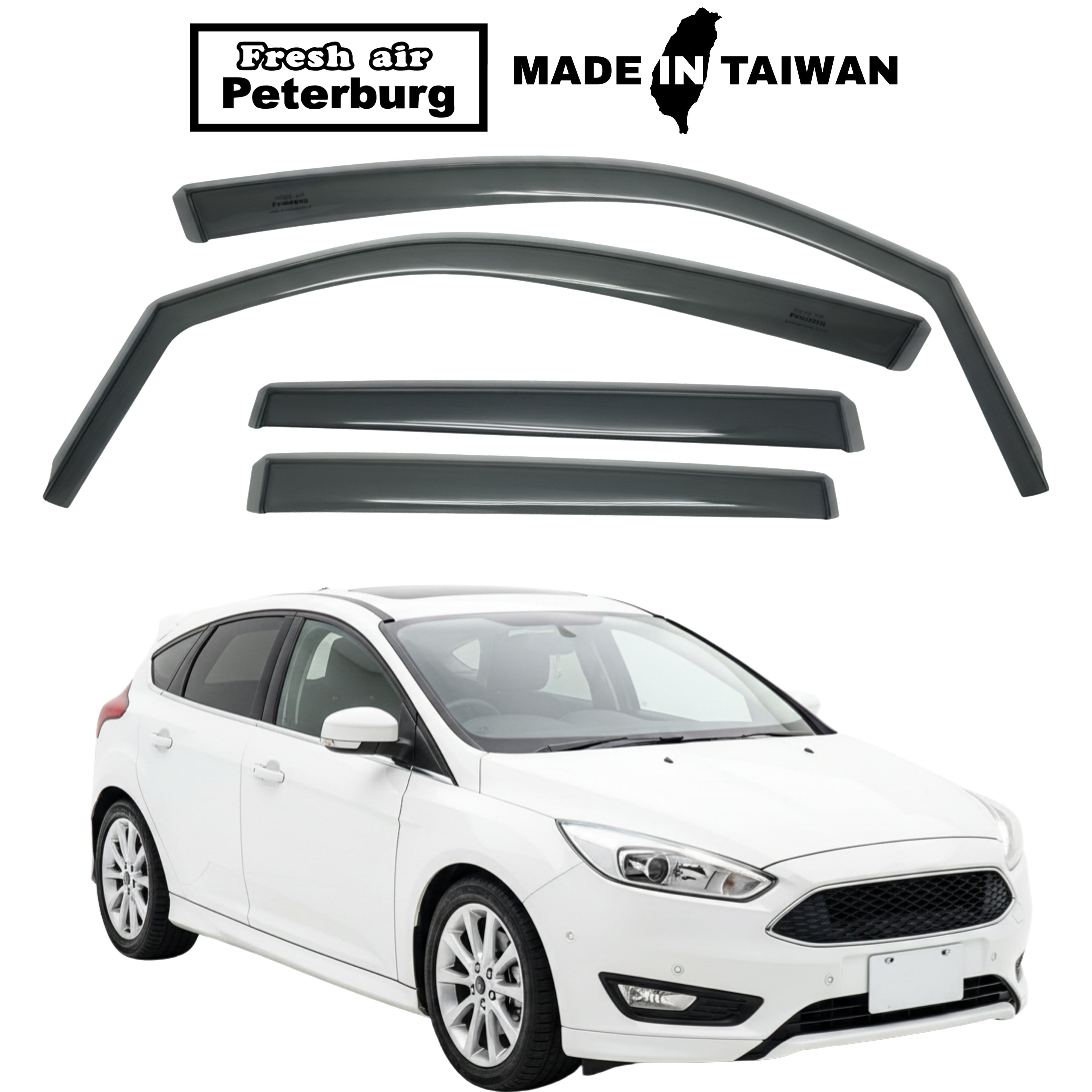 Fresh Air Peterburg In-Channel Window Visors [International Standard] FORD FOCUS MK3/3.5，Standard(4D, 5D) 2012-2018