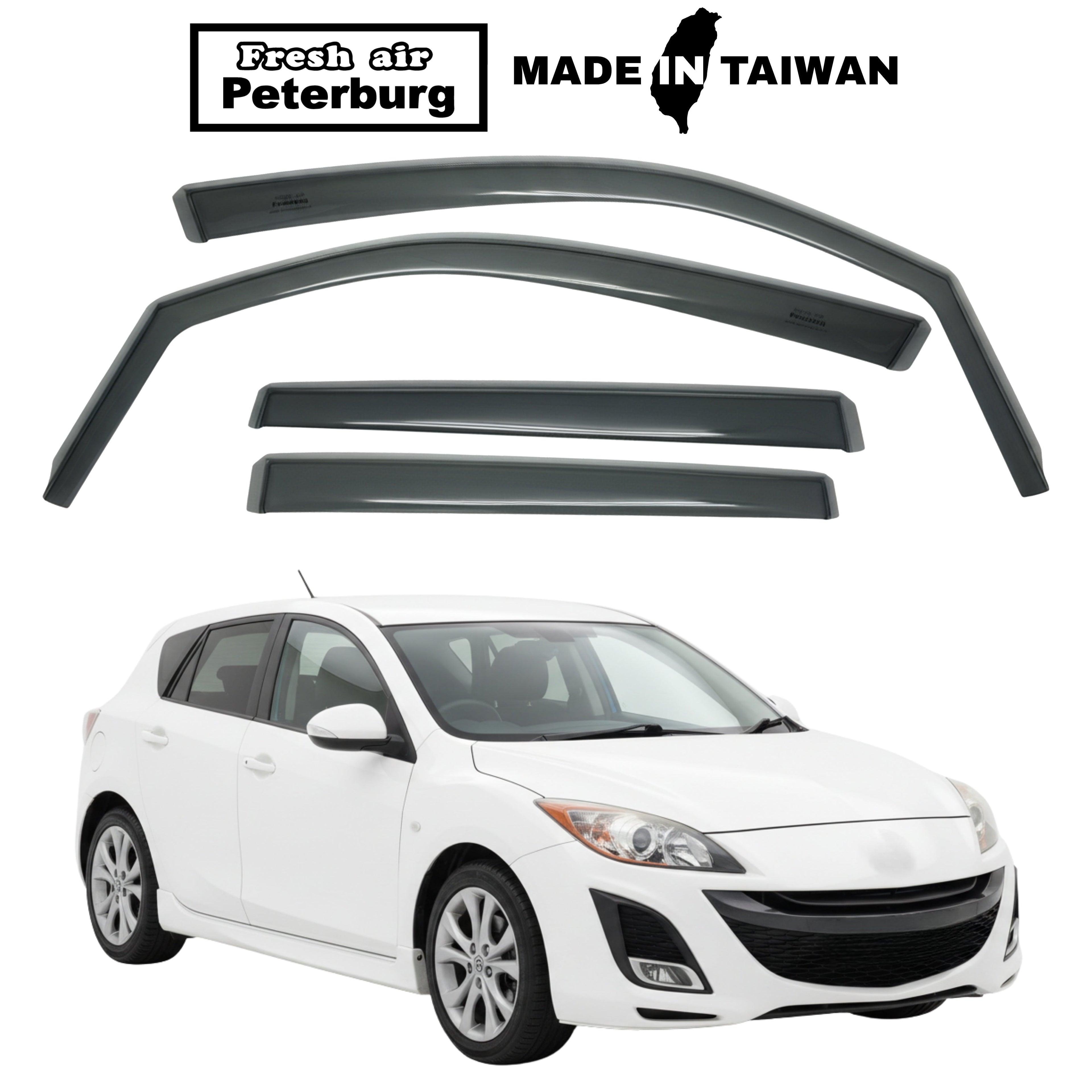Fresh Air Peterburg In-Channel Window Visors [Short-Length] MAZDA Mazda 3 5D Gen 2 2009.11-2014